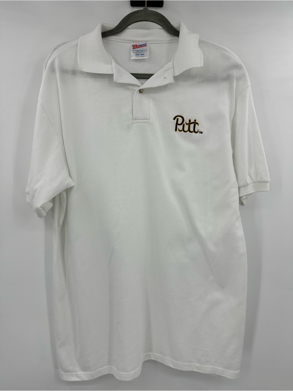 Pitt Golf Polo Hanes Activewear White Polo Shirt
